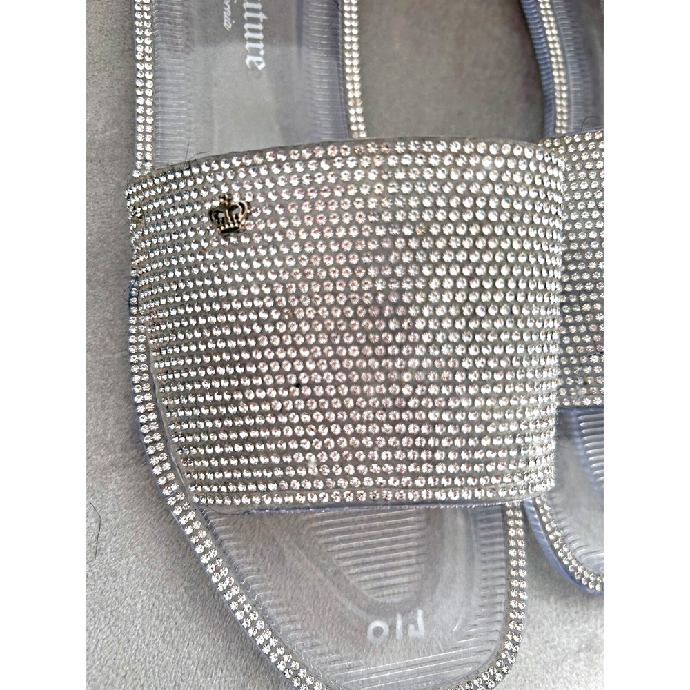 NEW! Juicy Couture Harmonia Clear Jelly Sandals Slides w/ Rhinestones, Size 9 - Picture 3 of 5